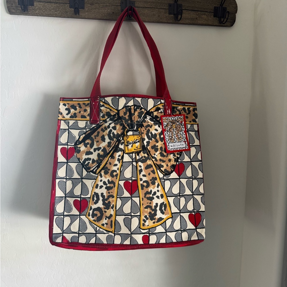 NWT Brighton “Wild Love” Canvas Tote – Leopard, Hearts & Cat Design 🐆❤️🐱